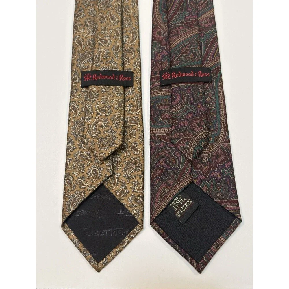 Vintage Redwood & Ross Robert Talbott Lot of 2 Silk Paisley Ties Italy USA